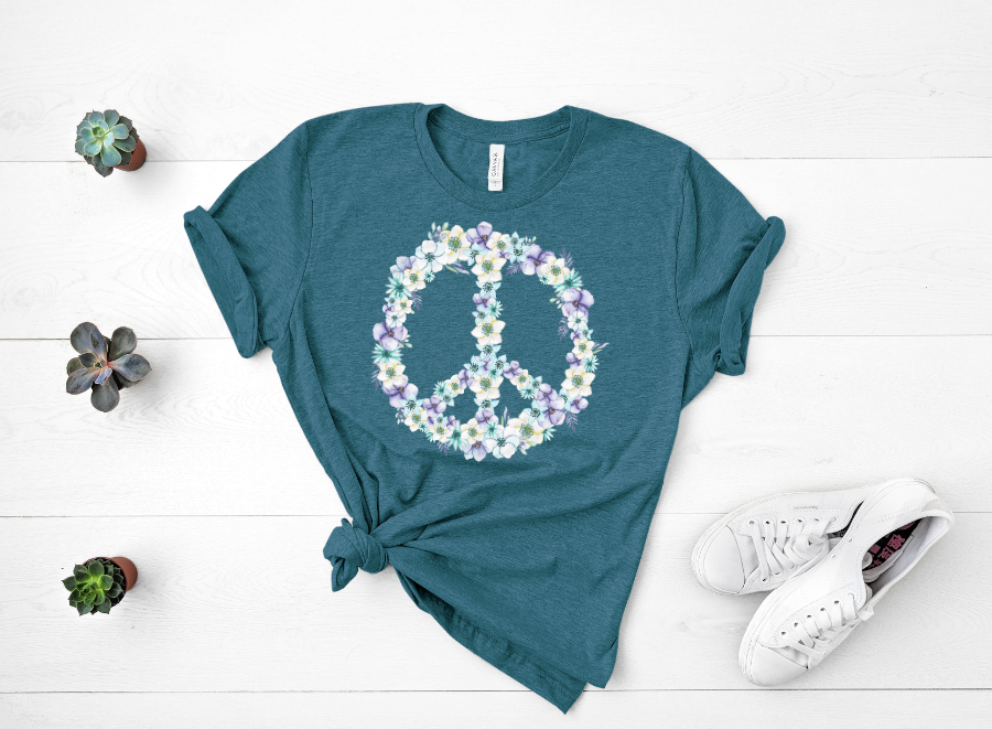 Flower Peace Sign T-Shirt Mockup