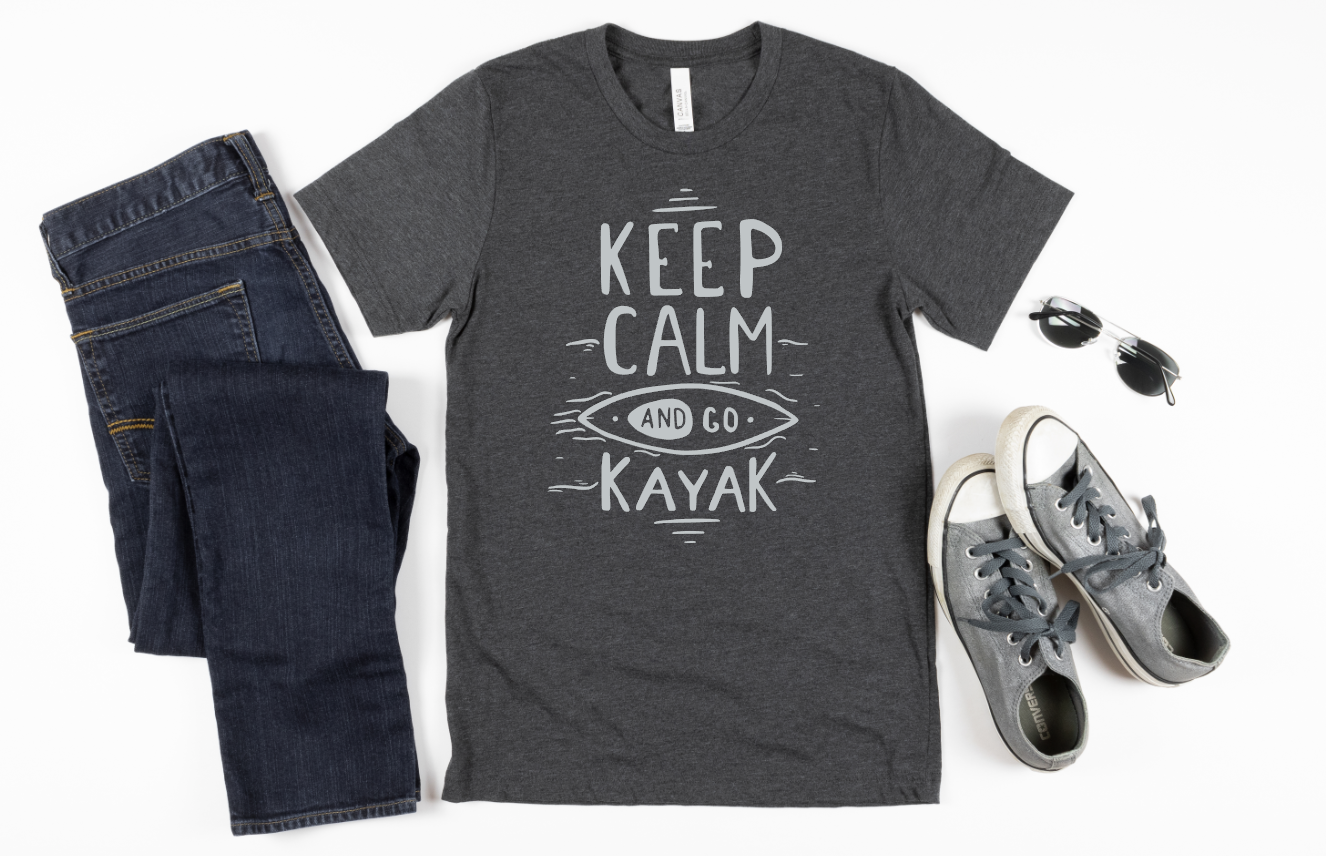 keep calm and go kayak - light gray