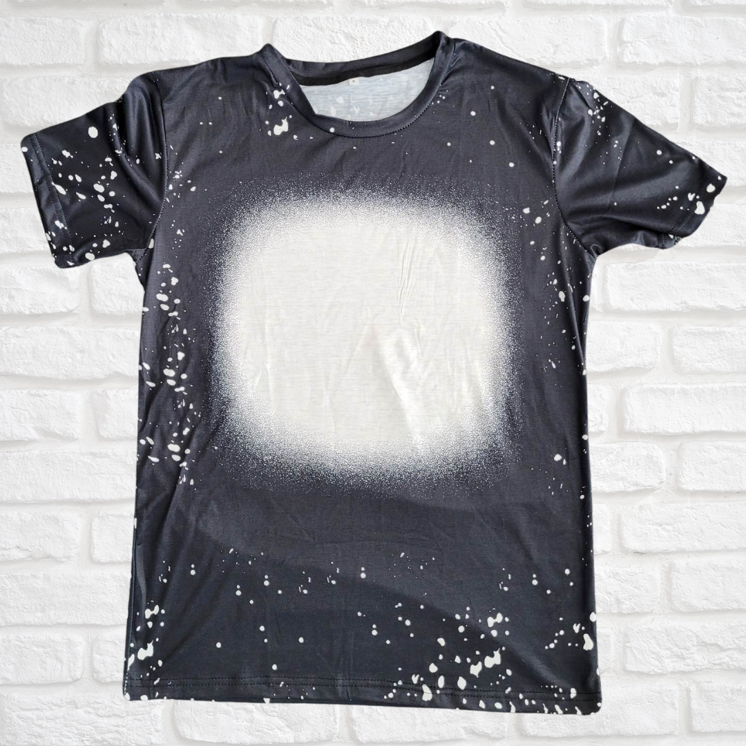 Faux Bleach Sublimation T-Shirt - Black - 100% Polyester
