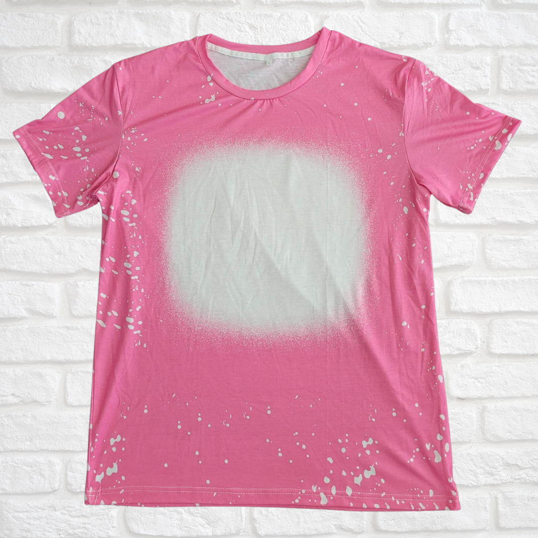 Faux Bleach Sublimation T-Shirt - Pink - 100% Polyester