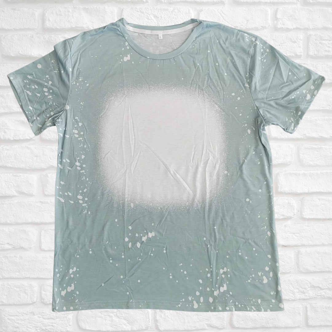 Faux Bleach Sublimation T-Shirt - Sage - 100% Polyester