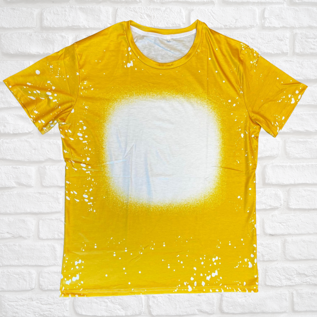 Yellow Faux Bleach Sublimation T-shirt 100% Polyester