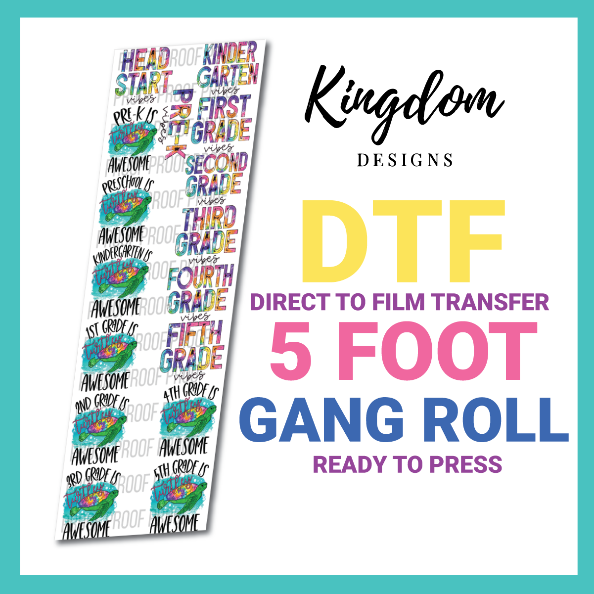 School Grades DTF Roll | DTF Transfers | Kingdom Designs