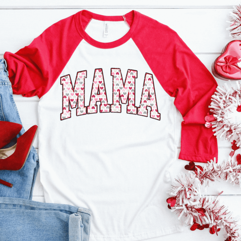 Mama Varsity Valentine Pattern | 4242 | Direct To Film DTF Transfer