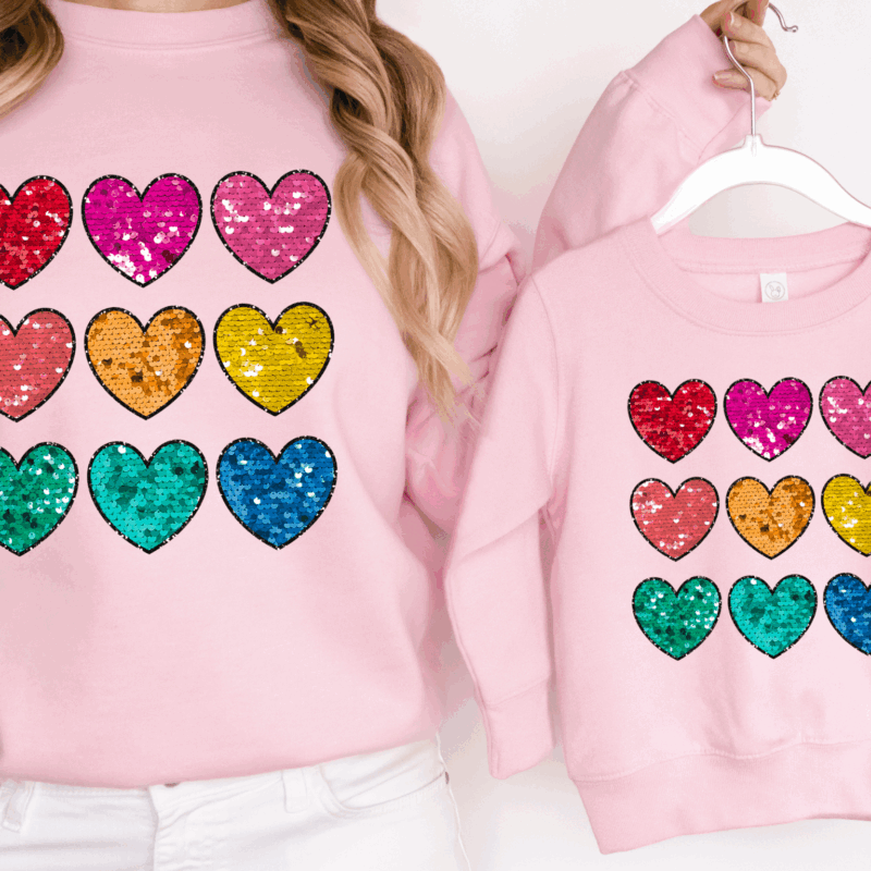 Faux Sequin Hearts | 10542 | Direct To Film DTF Transfer