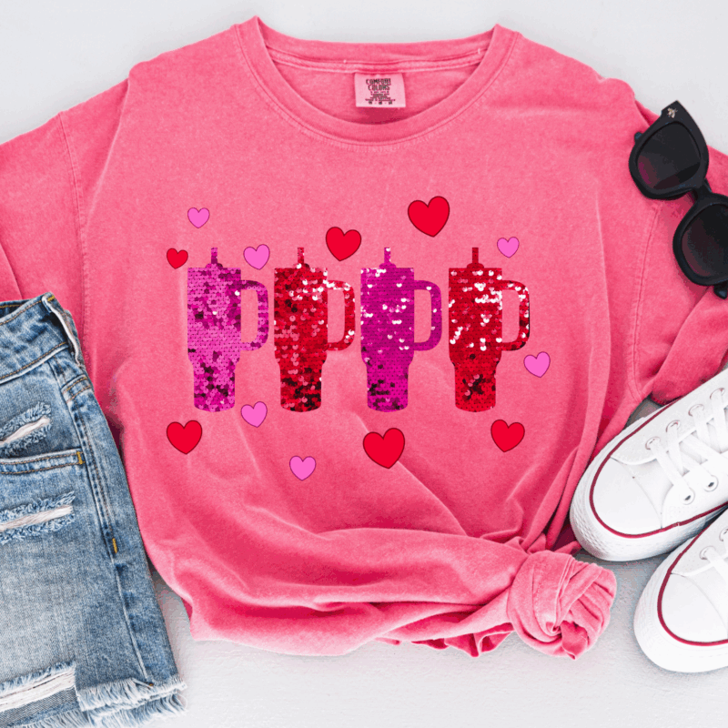 Faux Sequin Valentine Tumbler | 10543 | Direct To Film DTF Transfer
