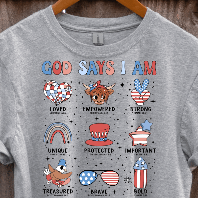 Cute Retro God Says I Am 4th Of July | 20048 | Direct To Film DTF Transfer