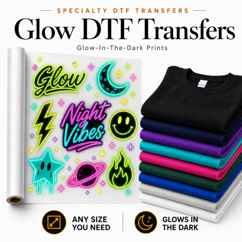 Glow in the Dark DTF transfers by Kingdom Designs